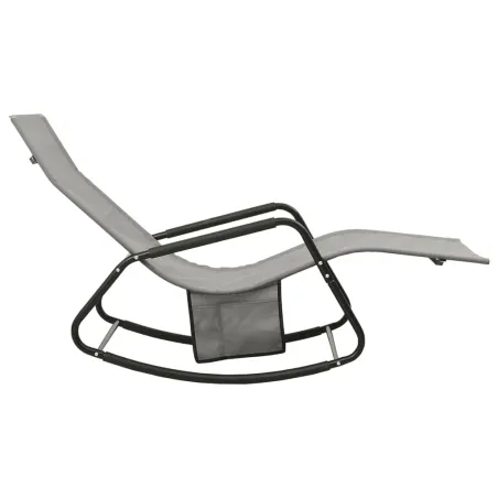 Chaise longue acier et textilène gris