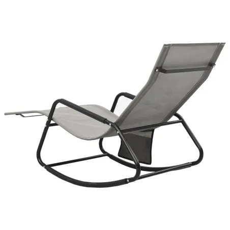 Chaise longue acier et textilène gris