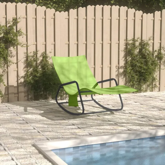 Chaise longue acier et textilène vert