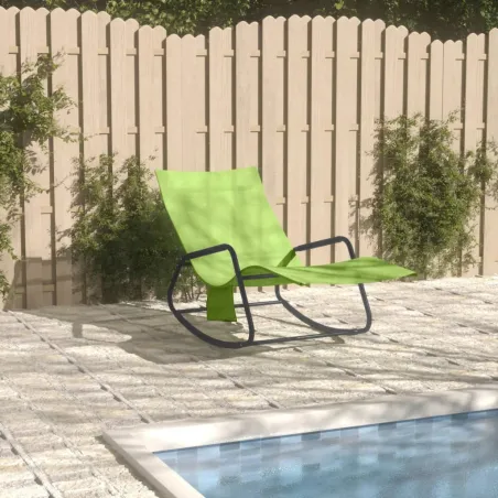 Chaise longue acier et textilène vert