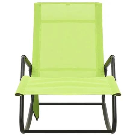 Chaise longue acier et textilène vert