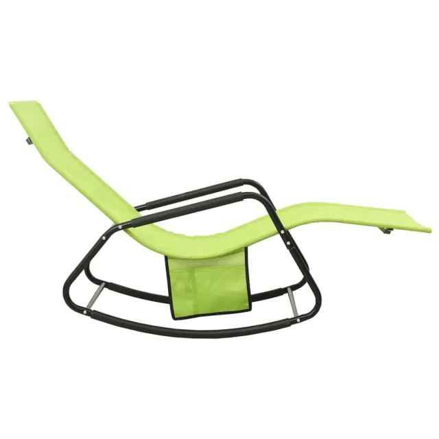 Chaise longue acier et textilène vert