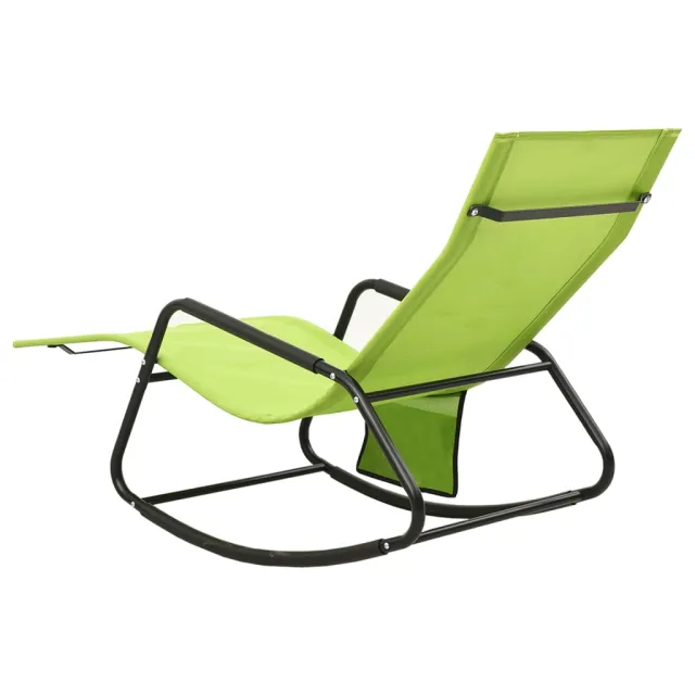 Chaise longue acier et textilène vert