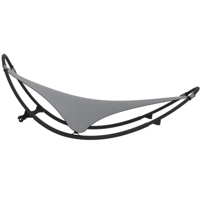 Chaise longue à bascule avec roues Acier et textilène Gris