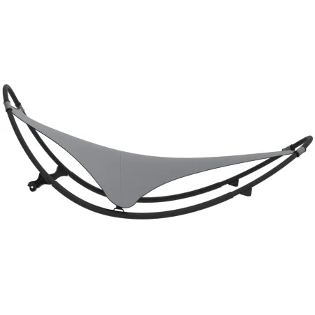 Chaise longue à bascule avec roues Acier et textilène Gris