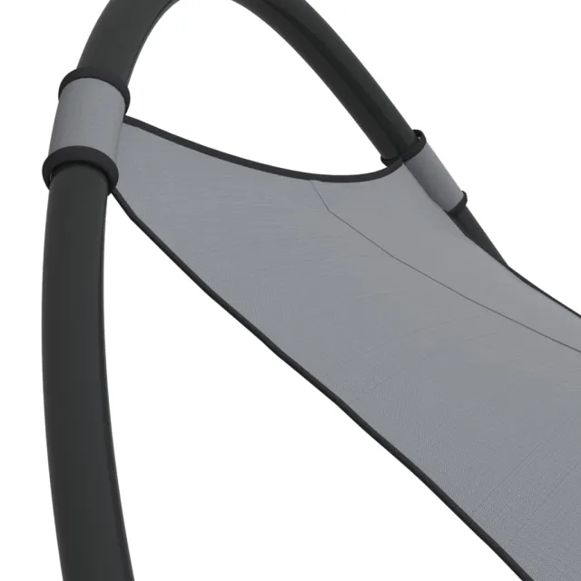 Chaise longue à bascule avec roues Acier et textilène Gris