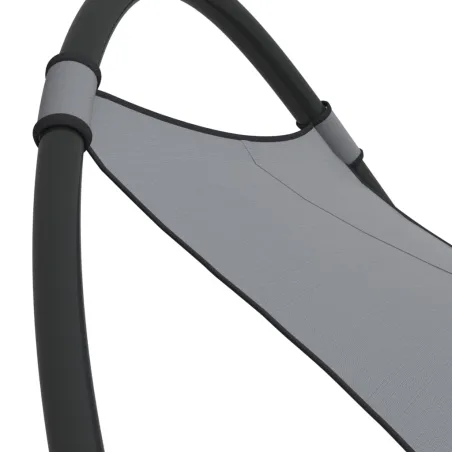 Chaise longue à bascule avec roues Acier et textilène Gris