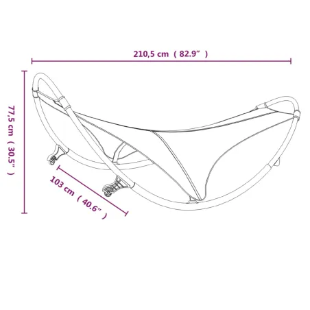 Chaise longue à bascule avec roues Acier et textilène Gris