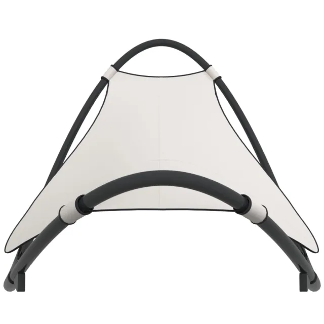 Chaise longue à bascule avec roues Acier et textilène Crème