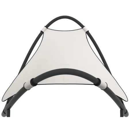 Chaise longue à bascule avec roues Acier et textilène Crème