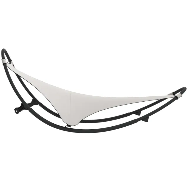 Chaise longue à bascule avec roues Acier et textilène Crème