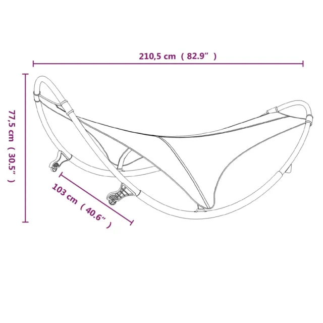 Chaise longue à bascule avec roues Acier et textilène Crème