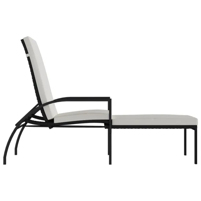Chaise longue avec repose-pied Résine tressée Noir