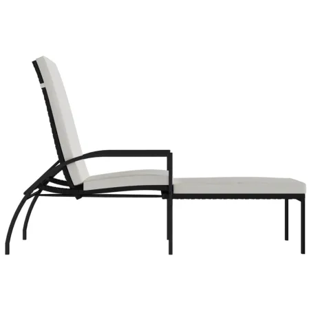 Chaise longue avec repose-pied Résine tressée Noir