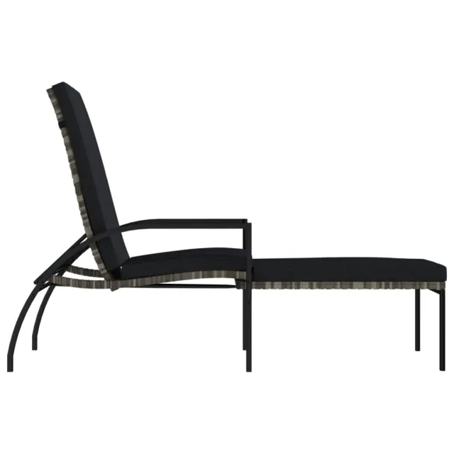 Chaise longue avec repose-pied Résine tressée Gris