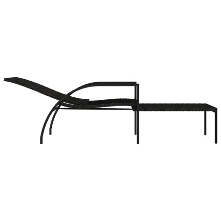 Chaises longues avec repose-pied 2 pcs Résine tressée Marron