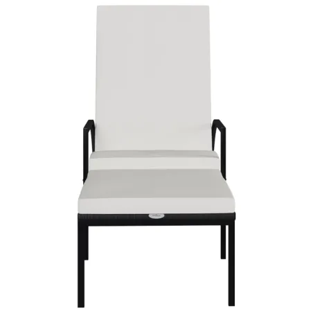 Chaises longues avec repose-pied 2 pcs Résine tressée Noir