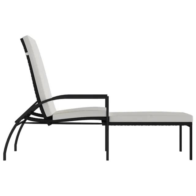 Chaises longues avec repose-pied 2 pcs Résine tressée Noir