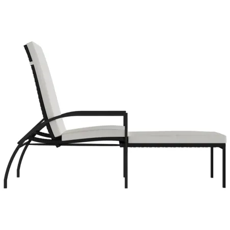 Chaises longues avec repose-pied 2 pcs Résine tressée Noir