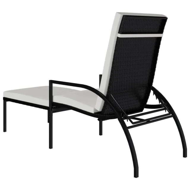Chaises longues avec repose-pied 2 pcs Résine tressée Noir