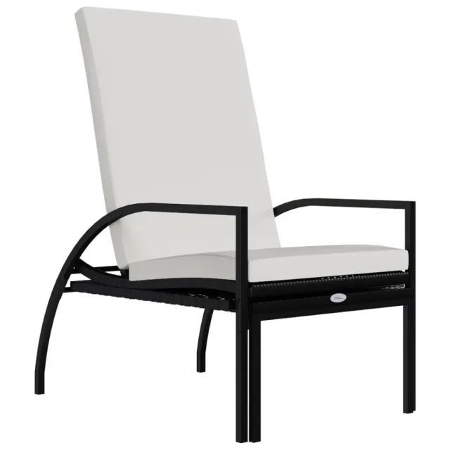 Chaises longues avec repose-pied 2 pcs Résine tressée Noir