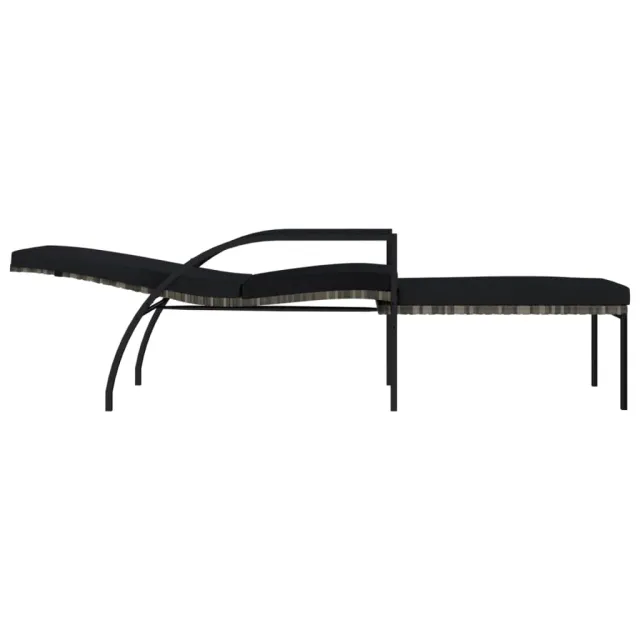 Chaises longues avec repose-pied 2 pcs Résine tressée Gris