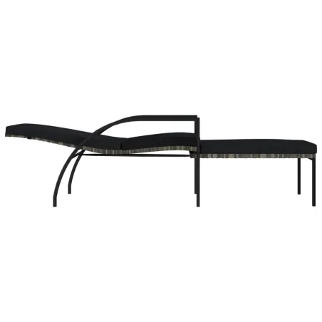 Chaises longues avec repose-pied 2 pcs Résine tressée Gris