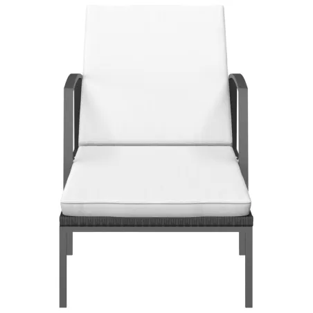 Chaise longue de jardin avec coussin résine tressée noir