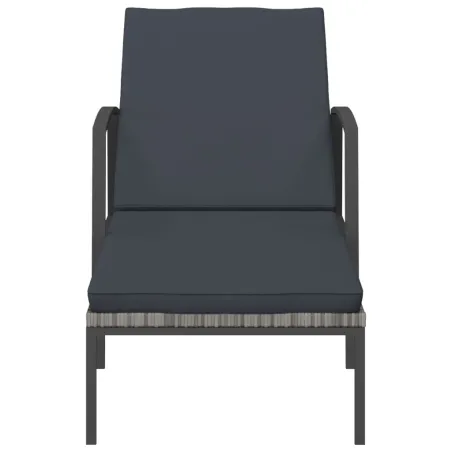 Chaise longue de jardin avec coussin Résine tressée Gris