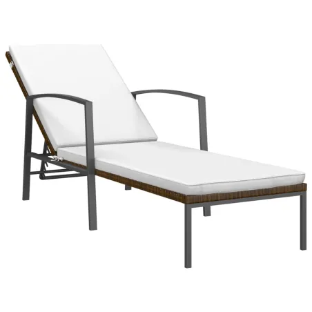 Chaises longues lot de 2 avec table résine tressée marron