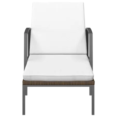 Chaises longues lot de 2 avec table résine tressée marron