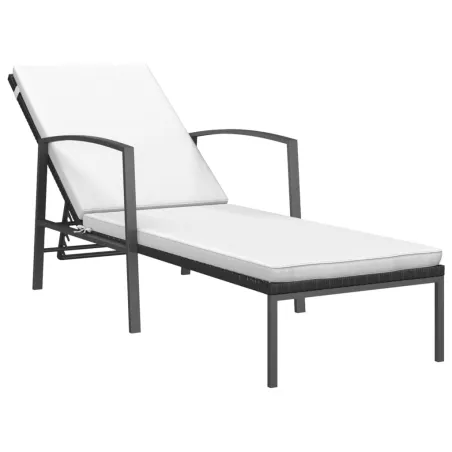 Chaises longues lot de 2 avec table résine tressée noir