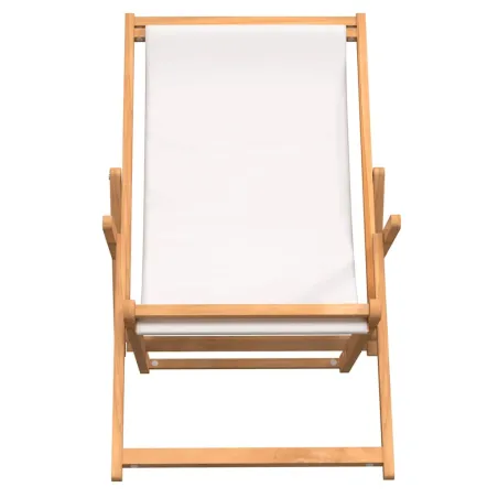 Chaise de plage pliable Bois de teck solide Crème