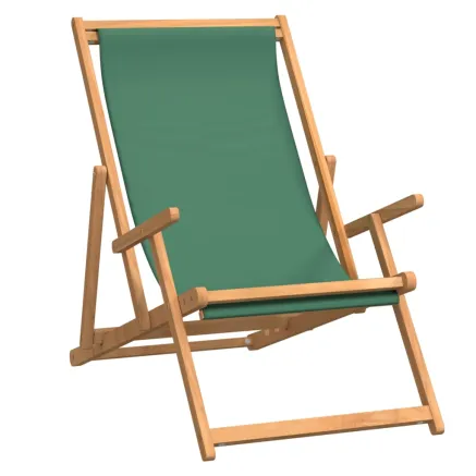Chaise de plage pliable Bois de teck solide Vert 2