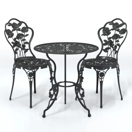 Ensemble de bistro 3 pcs Aluminium coulé Noir 2
