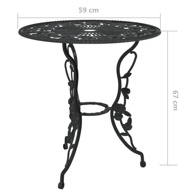 Ensemble de bistro 3 pcs Aluminium coulé Noir