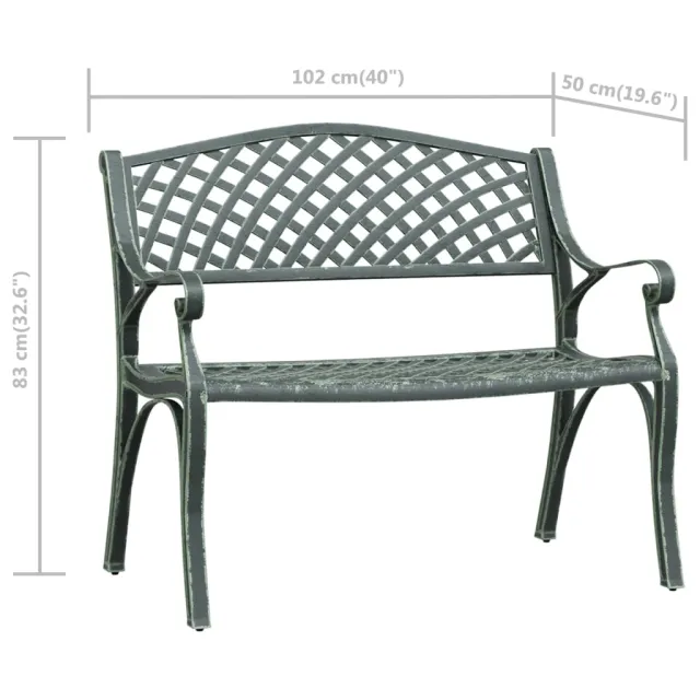 Banc de jardin 102 cm Aluminium coulé Vert