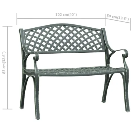 Banc de jardin 102 cm Aluminium coulé Vert