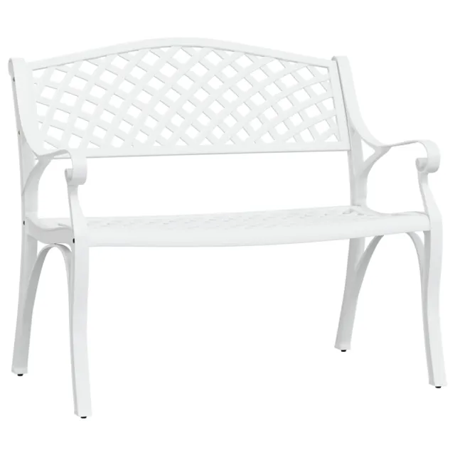 Banc de jardin 102 cm aluminium coulé blanc