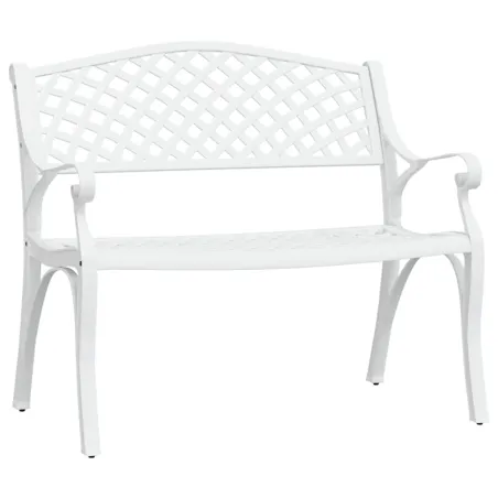 Banc de jardin 102 cm aluminium coulé blanc