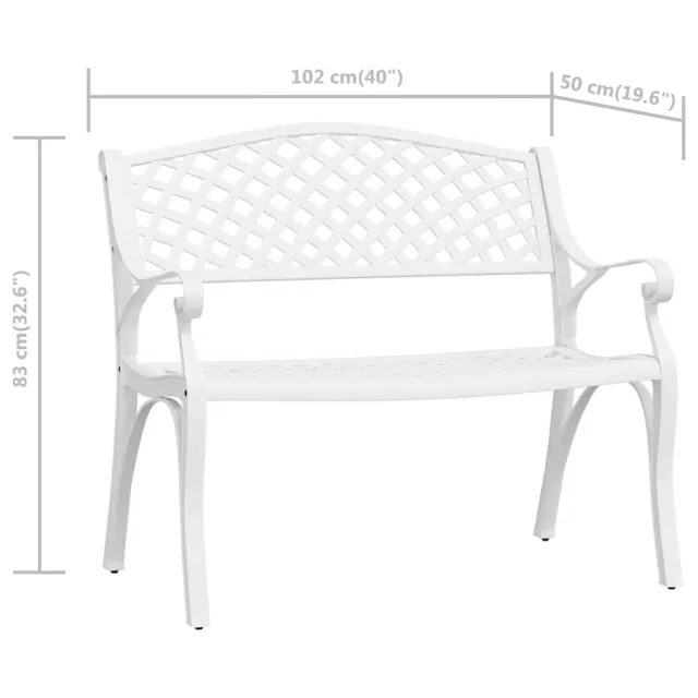 Banc de jardin 102 cm aluminium coulé blanc