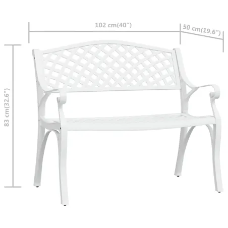 Banc de jardin 102 cm aluminium coulé blanc