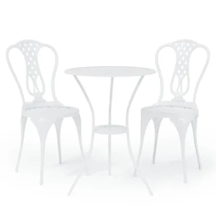 Ensemble de bistro 3 pcs Aluminium coulé Blanc 2