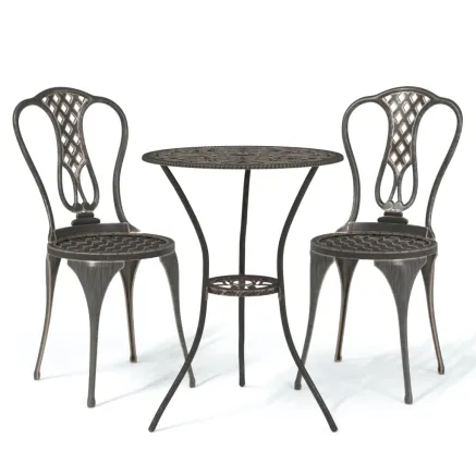 Ensemble de bistro 3 pcs Aluminium coulé Bronze 2