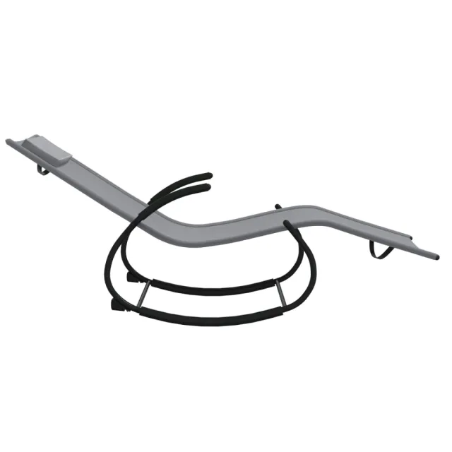 Chaise longue à bascule gris acier et textilène