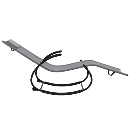 Chaise longue à bascule gris acier et textilène