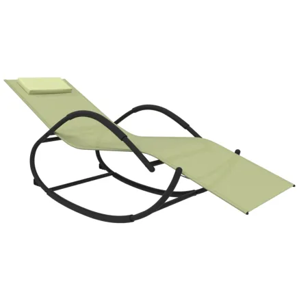 Chaise longue à bascule crème acier et textilène 2