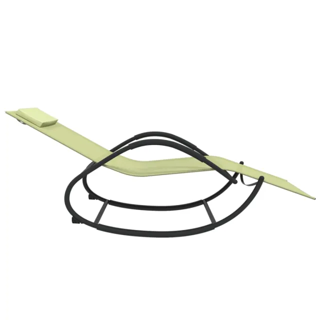 Chaise longue à bascule crème acier et textilène