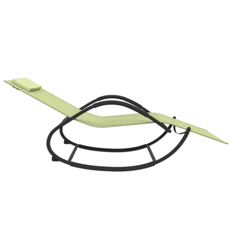 Chaises longues à bascule lot de 2 crème acier et textilène