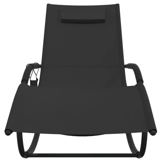 Chaises longues à bascule 2 pcs Noir Acier et textilène